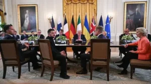 Володимир Зеленський на переговорах з Макроном, Шольцем і Стармером щодо гарантій безпеки