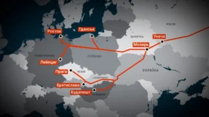 Схема нафтопроводу «Дружба» через Україну для інспекції Єврокомісією