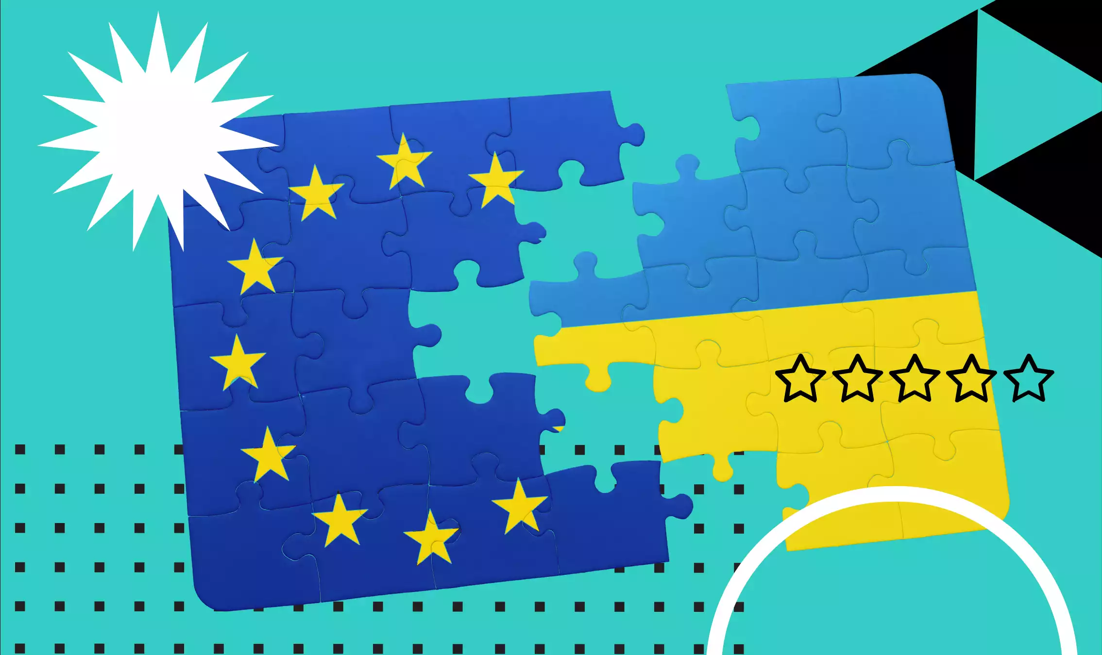 Пазл с флагами Украины и ЕС символизирует ускоренное вступление в Евросоюз.
