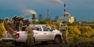Частная ПВО на пикапе охраняет промышленные объекты Украины от атак