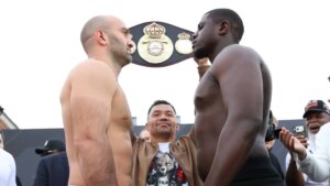 Мурат Гассієв і Петер Кадіру face to face з поясом WBA