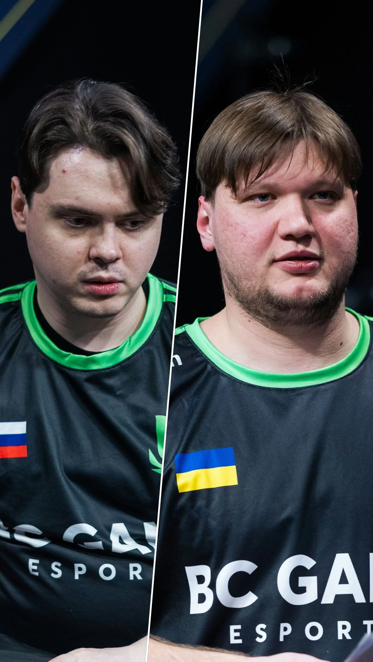 Гравці BC Game Esport з прапорами Росії та України на формі