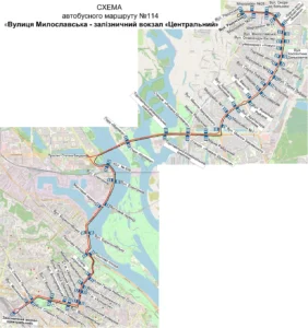 Автобус 114 Кропивницкий: маршрут, расписание и остановки