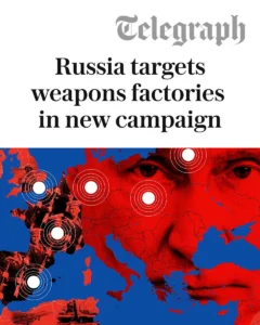 Обкладинка Telegraph з картою Європи, обличчям Путіна та білими мішенями